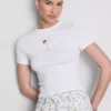 Baumwollreiches, kurzes Baby-T-Shirt mit Perlenverzierung