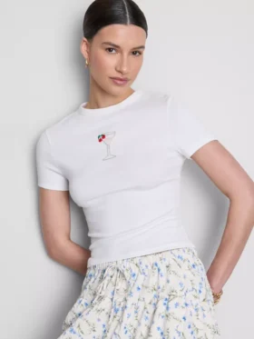 Baumwollreiches, kurzes Baby-T-Shirt mit Perlenverzierung