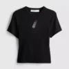 Baumwollreiches, kurzes Baby-T-Shirt mit Perlenverzierung
