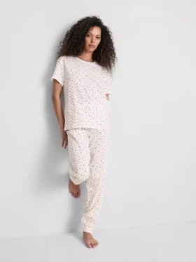 Bedruckte Shorts mit Kurzarm-Schlafanzug aus Baumwolle
