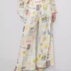 Bedruckte Strandhose mit weitem Bein Bedruckte Strandhose mit weitem Bein