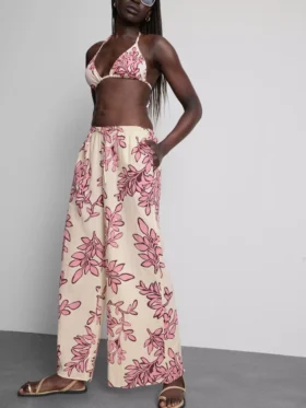 Bedruckte Strandhose mit weitem Bein