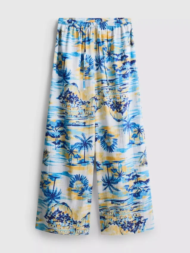 Bedruckte Strandhose mit weitem Bein Bedruckte Strandhose mit weitem Bein