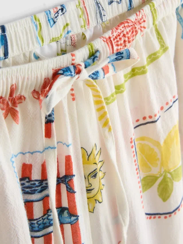 Bedruckte Strandhose mit weitem Bein Bedruckte Strandhose mit weitem Bein