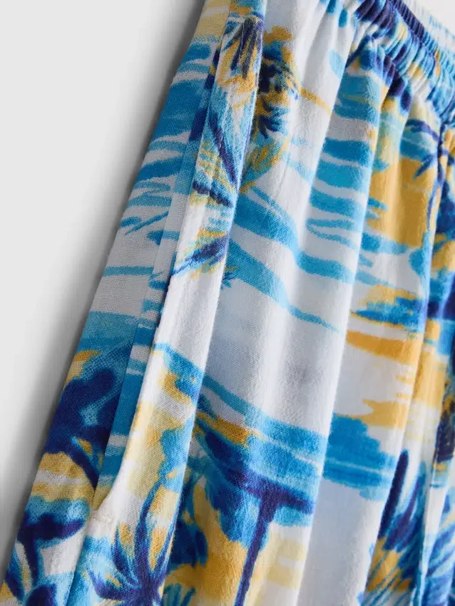 Bedruckte Strandhose mit weitem Bein Bedruckte Strandhose mit weitem Bein