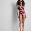 Bedruckter Badeanzug mit Cut-outs Bedruckter Badeanzug mit Cut-outs
