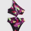 Bedruckter Badeanzug mit Cut-outs Bedruckter Badeanzug mit Cut-outs