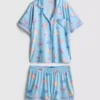 Bedruckter Shorty-Schlafanzug im Boyfriend-Stil Bedruckter Shorty-Schlafanzug im Boyfriend-Stil