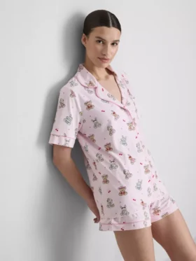 Bedruckter Teddy-Boyfriend-Shorty-Schlafanzug Bedruckter Teddy-Boyfriend-Shorty-Schlafanzug