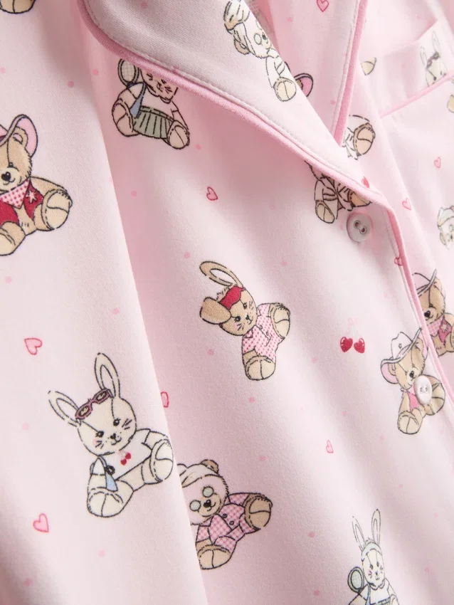 Bedruckter Teddy-Boyfriend-Shorty-Schlafanzug Bedruckter Teddy-Boyfriend-Shorty-Schlafanzug