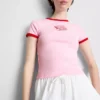 Bedrucktes Baumwoll-Baby-T-Shirt mit Ringer-Säumen