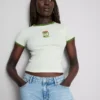 Bedrucktes Baumwoll-Baby-T-Shirt mit Ringer-Säumen