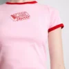 Bedrucktes Baumwoll-Baby-T-Shirt mit Ringer-Säumen