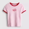 Bedrucktes Baumwoll-Baby-T-Shirt mit Ringer-Säumen