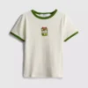 Bedrucktes Baumwoll-Baby-T-Shirt mit Ringer-Säumen
