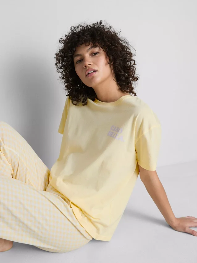 Bedrucktes Baumwoll-Schlafanzug-Set im Gingham-Muster Bedrucktes Baumwoll-Schlafanzug-Set im Gingham-Muster