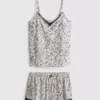 Bedrucktes Cami-Top- und Shorts-Schlafanzug-Set Bedrucktes Cami-Top- und Shorts-Schlafanzug-Set