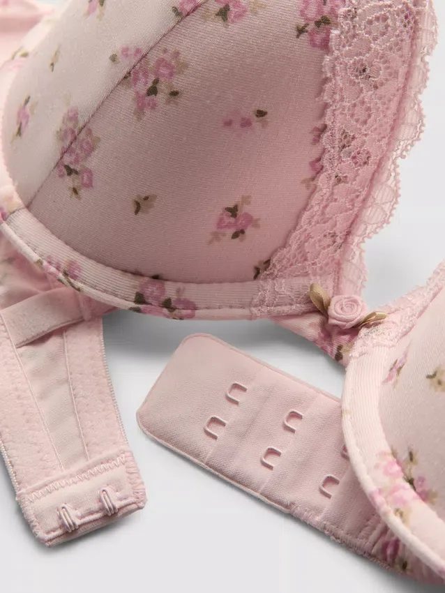 Bedrucktes Set aus Push-up-BH und String Bedrucktes Set aus Push-up-BH und String