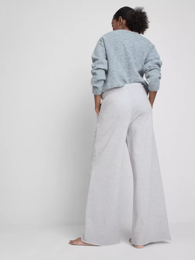 Bequeme Jogginghose aus Baumwollmischung mit weitem Bein Bequeme Jogginghose aus Baumwollmischung mit weitem Bein