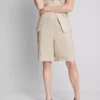 Bermudashorts aus Leinenmischung mit Falten