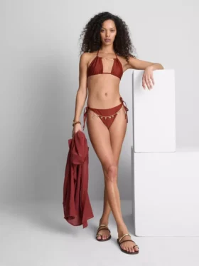 Bikini-Höschen mit Kettenverzierung und seitlichen Bindebändern
