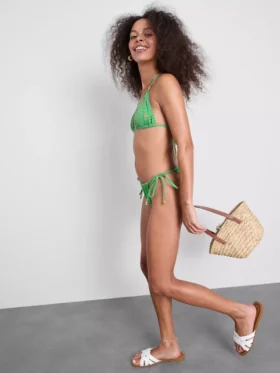 Bikini-Höschen mit seitlichen Bändern im Gingham-Muster