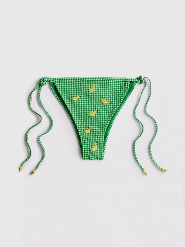 Bikini-Höschen mit seitlichen Bändern im Gingham-Muster Bikini-Höschen mit seitlichen Bändern im Gingham-Muster