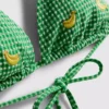 Bikini-Oberteil im Gingham-Muster mit Bananen-Stickerei Bikini-Oberteil im Gingham-Muster mit Bananen-Stickerei