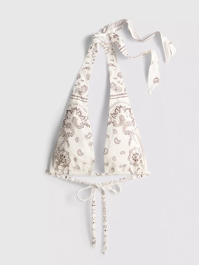 Bikini-Oberteil mit Bandana-Print und Neckholder-Ausschnitt Bikini-Oberteil mit Bandana-Print und Neckholder-Ausschnitt