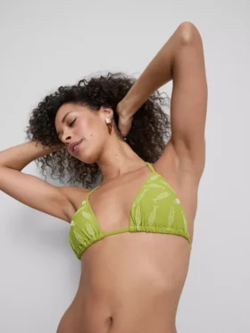 Bikini-Oberteil mit Dreiecks-Schnitt und Fischstickerei