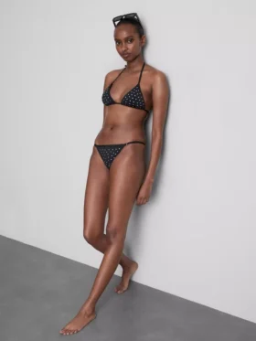 Bikini-Oberteil mit Dreiecks-Strassverzierung