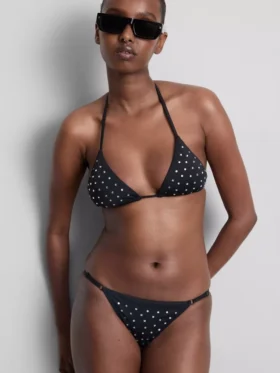 Bikini-Oberteil mit Dreiecks-Strassverzierung