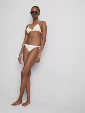 Bikini-Unterteil mit Muschelstickerei und seitlichen Bändern