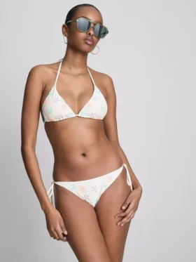 Bikini-Unterteil mit Muschelstickerei und seitlichen Bändern