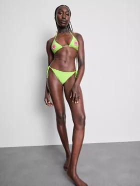 Bikini-Unterteil mit Perlenverzierung und seitlichen Bindebändern