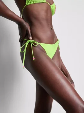 Bikini-Unterteil mit Perlenverzierung und seitlichen Bindebändern