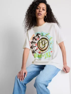 Blink 182 – Locker sitzendes Logo-T-Shirt aus Baumwolle