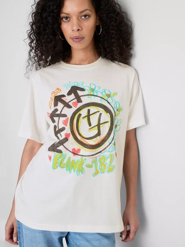 Blink 182 – Locker sitzendes Logo-T-Shirt aus Baumwolle Blink 182 – Locker sitzendes Logo-T-Shirt aus Baumwolle