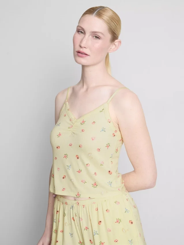 Blumiges, geripptes Schlafanzug-Top Blumiges, geripptes Schlafanzug-Top