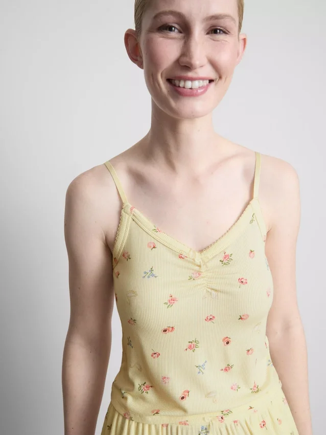Blumiges, geripptes Schlafanzug-Top Blumiges, geripptes Schlafanzug-Top