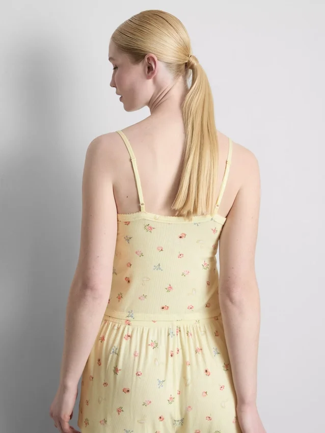Blumiges, geripptes Schlafanzug-Top Blumiges, geripptes Schlafanzug-Top