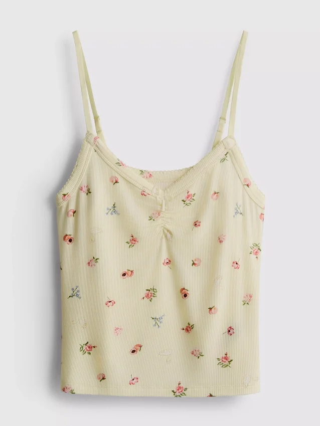 Blumiges, geripptes Schlafanzug-Top Blumiges, geripptes Schlafanzug-Top