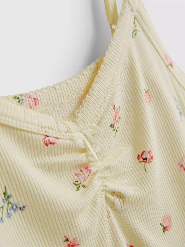 Blumiges, geripptes Schlafanzug-Top Blumiges, geripptes Schlafanzug-Top