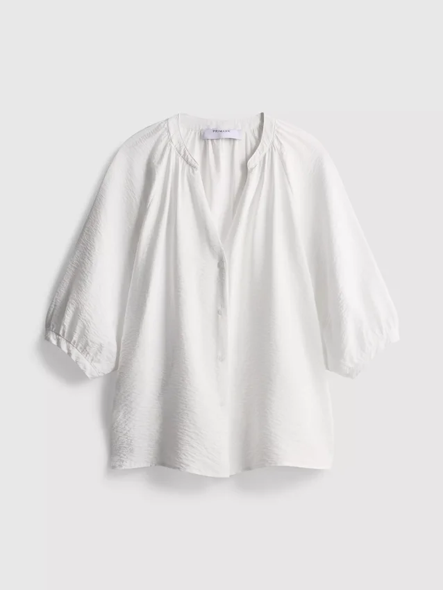 Bluse mit 3/4-Ärmeln und V-Ausschnitt Bluse mit 3/4-Ärmeln und V-Ausschnitt