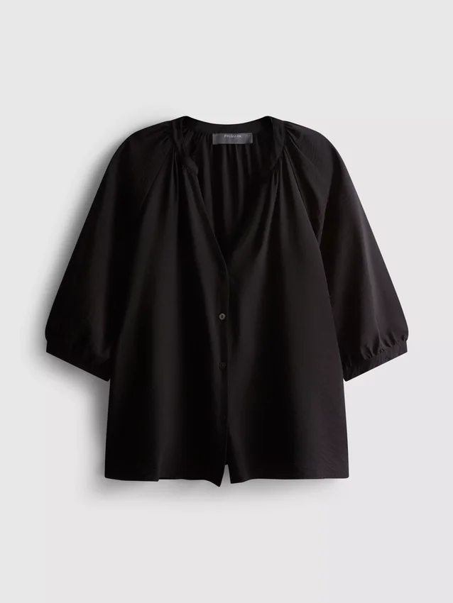 Bluse mit 3/4-Ärmeln und V-Ausschnitt Bluse mit 3/4-Ärmeln und V-Ausschnitt