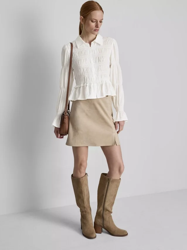 Bluse mit gerafftem Peplum-Saum Bluse mit gerafftem Peplum-Saum