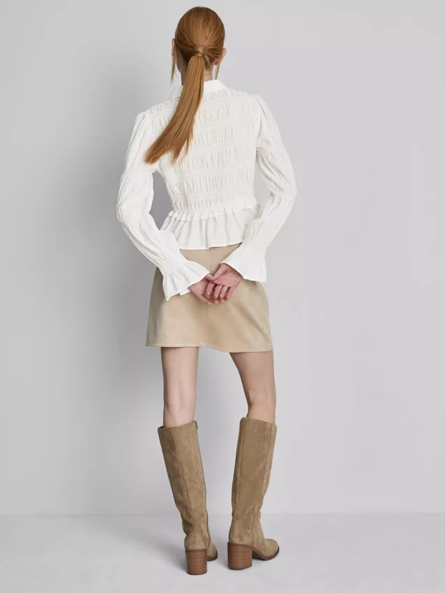 Bluse mit gerafftem Peplum-Saum Bluse mit gerafftem Peplum-Saum