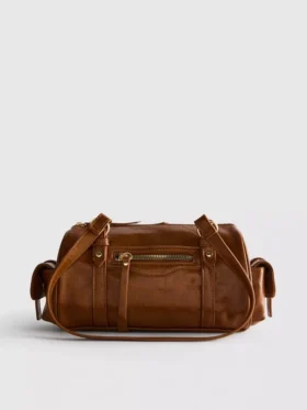 Bowler-Tasche aus Kunstleder im Used-Look