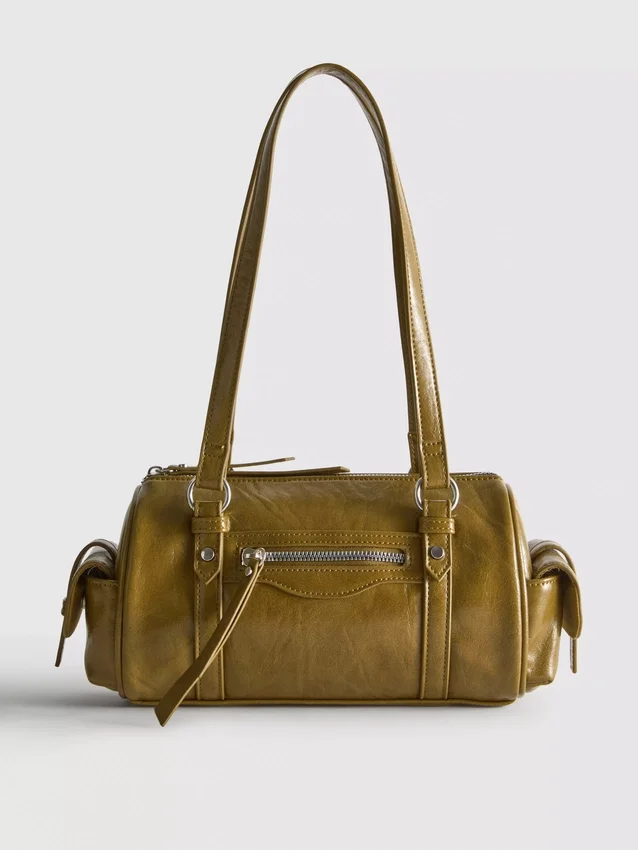 Bowler-Tasche aus Kunstleder im Used-Look Bowler-Tasche aus Kunstleder im Used-Look