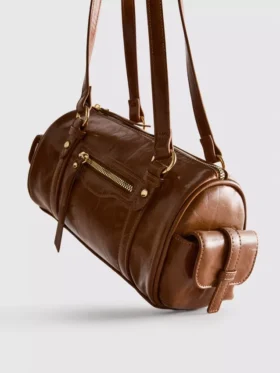 Bowler-Tasche aus Kunstleder im Used-Look